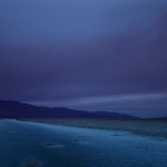 The Badwater salt flats at sunrise, almost 300 feet below sea level