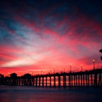 Huntington Beach pier at sunset