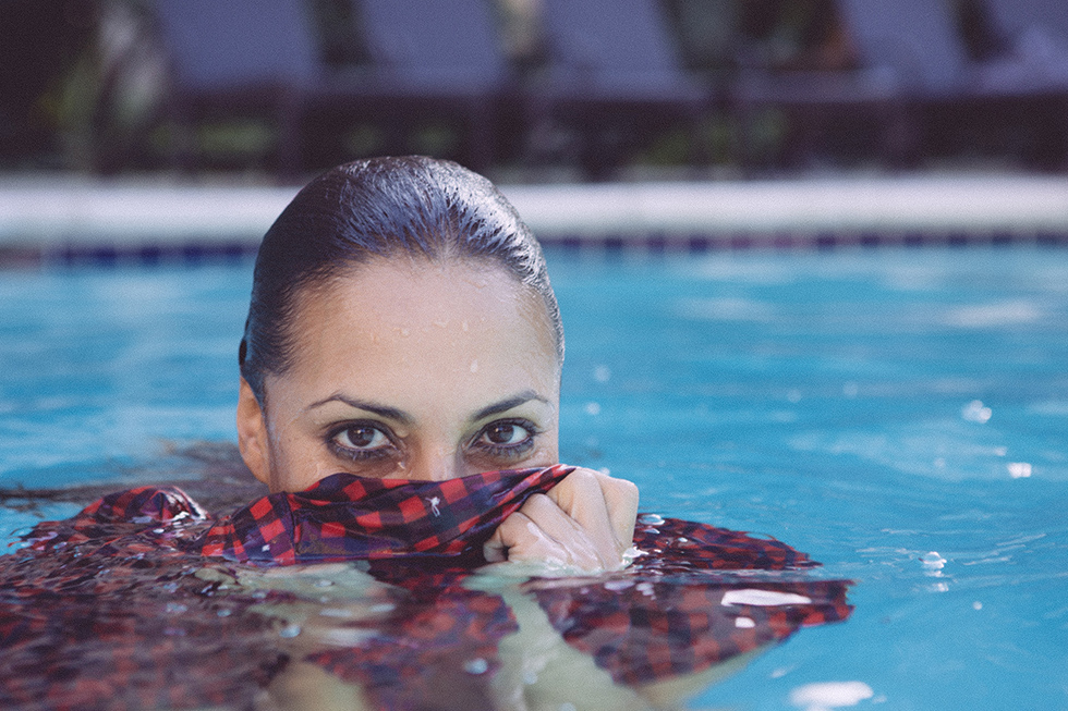 Naina Michaud pool portrait