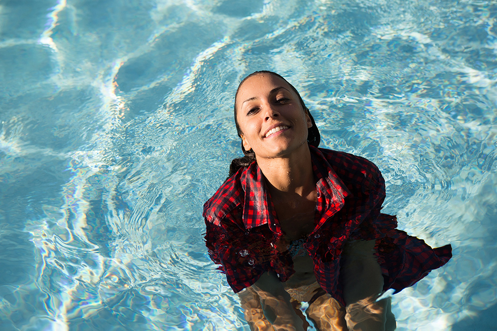 Naina Michaud pool portrait