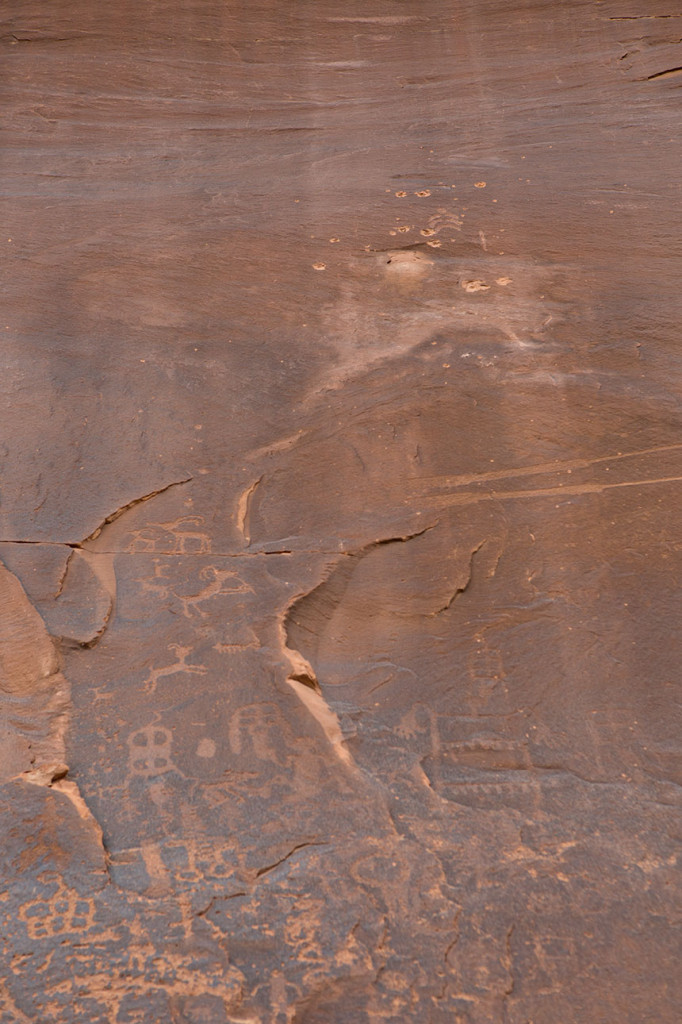 Petroglyphs at Sand Island, including bullet damage to one