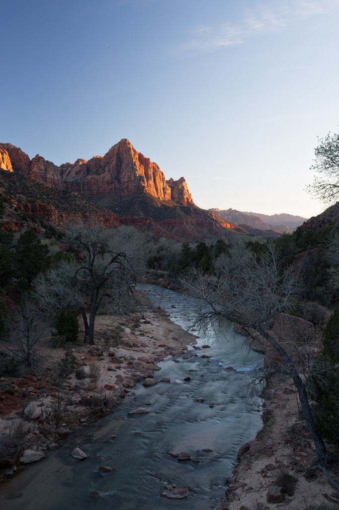 Watchman sunset, Zion National Park, taken from Canyon Junction Bridge