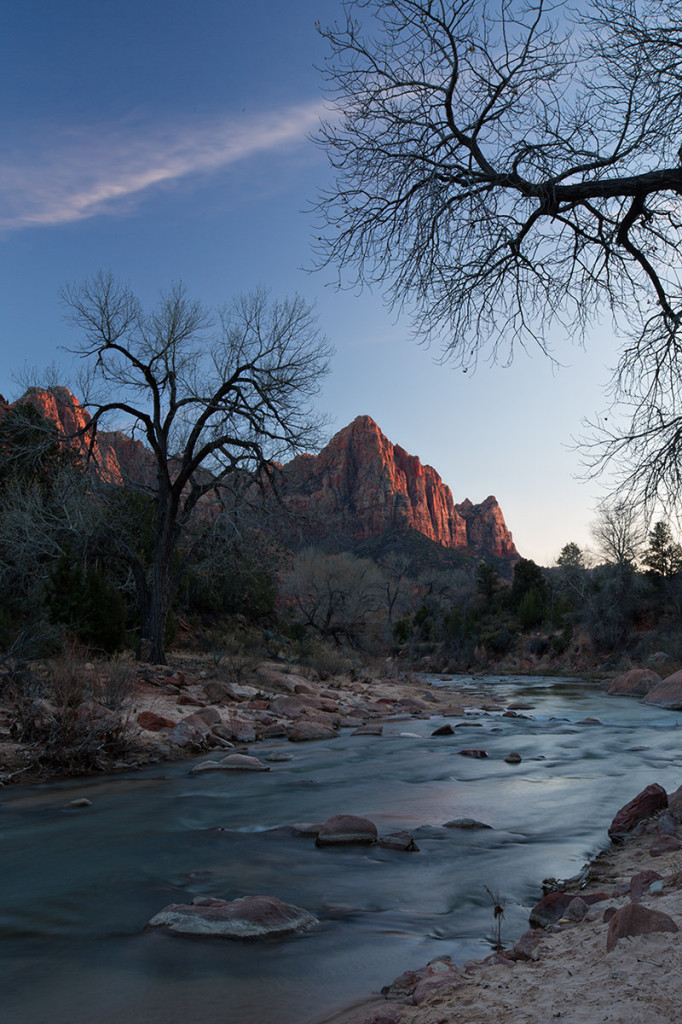 The Watchman in a boring sunset. Zion National Park.