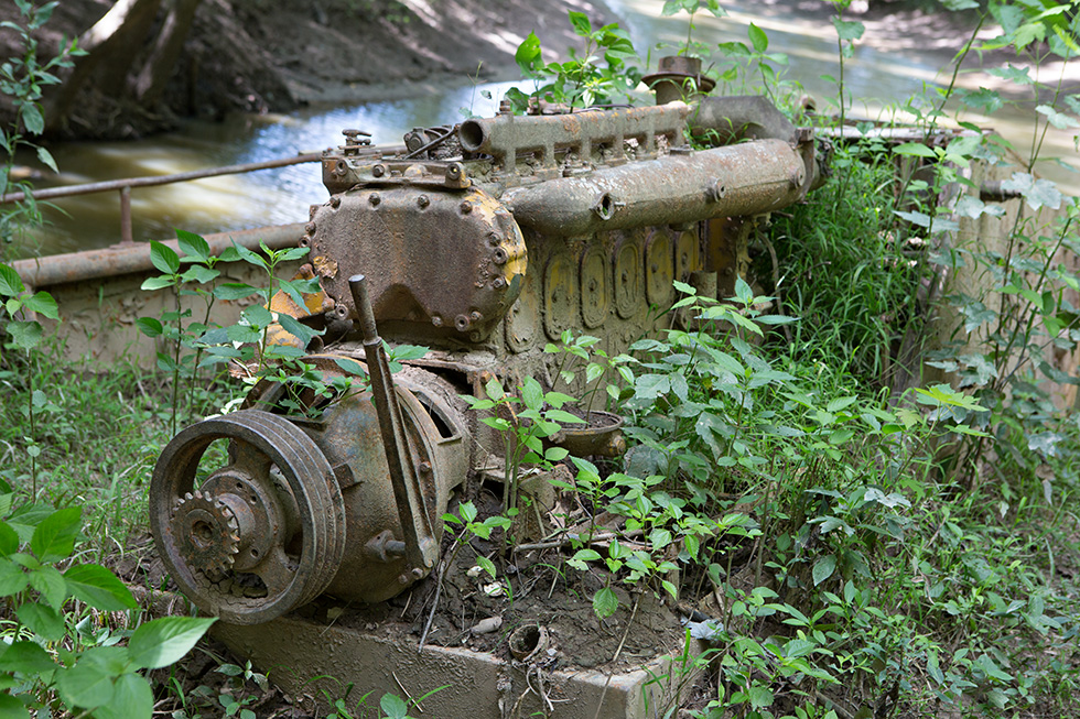 Engine of abandoned river boat