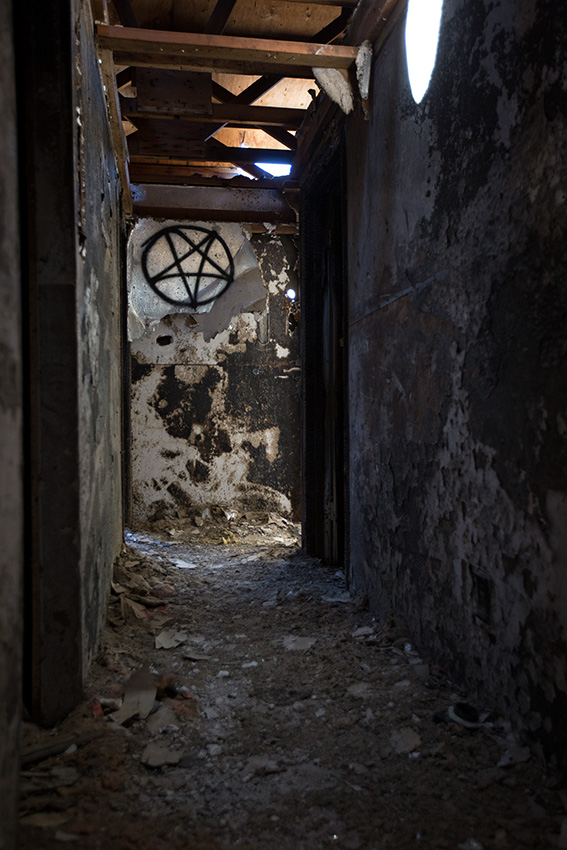 Pentagram in burned out house