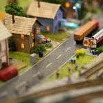 Anaheim Convention Center Model Train Expo-Town Scene with Billboard