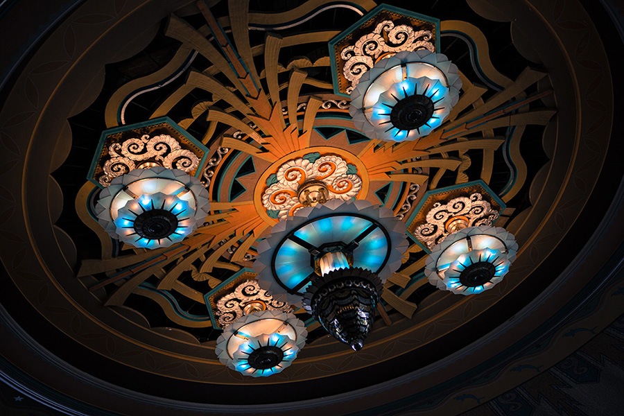 Chandelier of ball room at the Avalon Casino