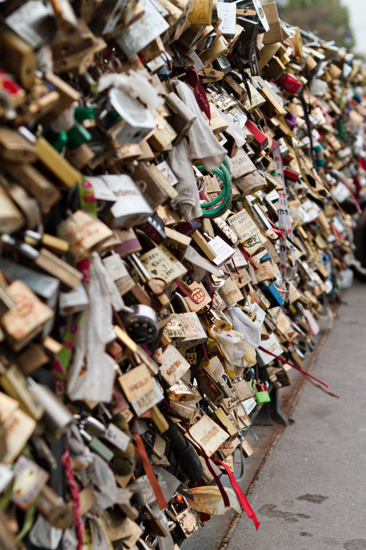 Locks of Love on a bridge near Notre Dame