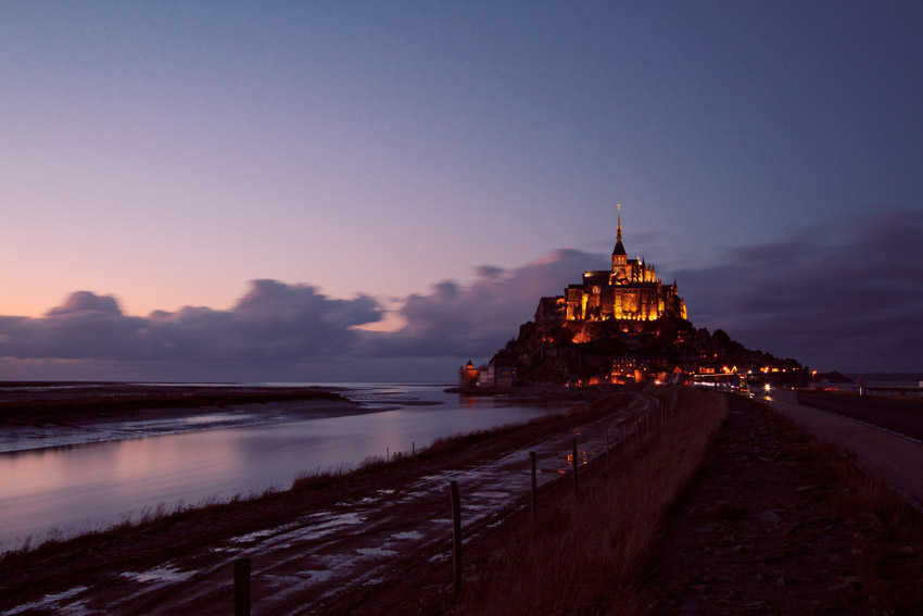 Long exposure of Mont Saint-Michel near sunset