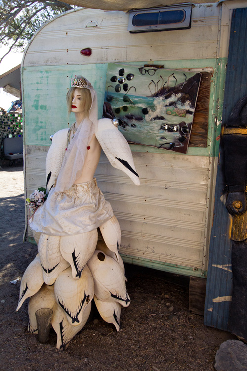 Goose girl, East Jesus, Salton Sea