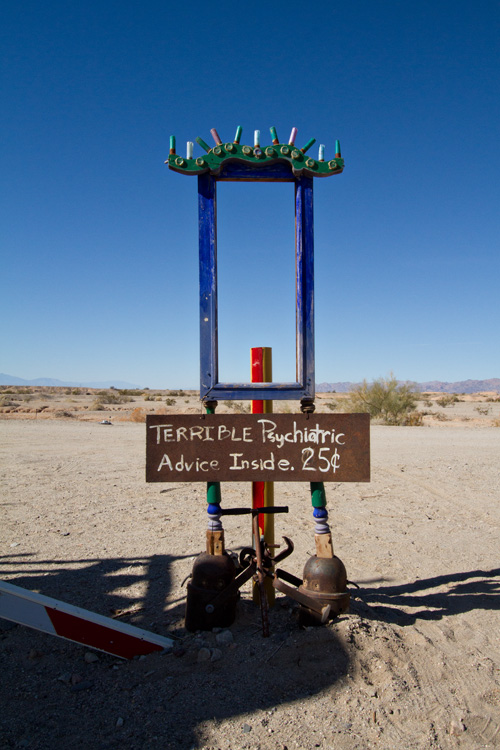 Terrible psychiatric advice, East Jesus, Salton Sea