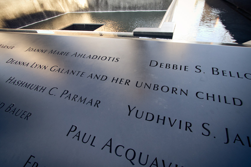 Names at the 9/11 Memorial