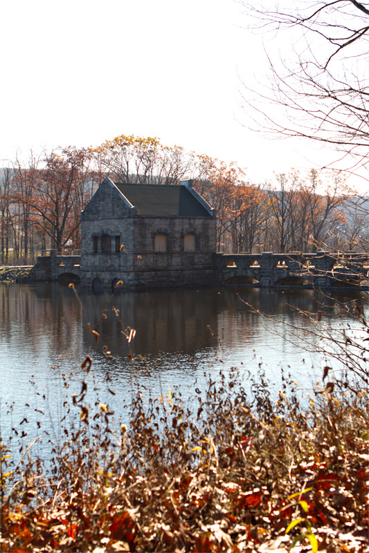 Bridge and building at Lake Scranton