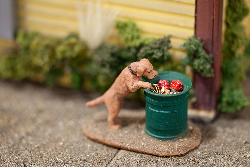 Anaheim Convention Center Model Train Expo-Dog Digging in Trash