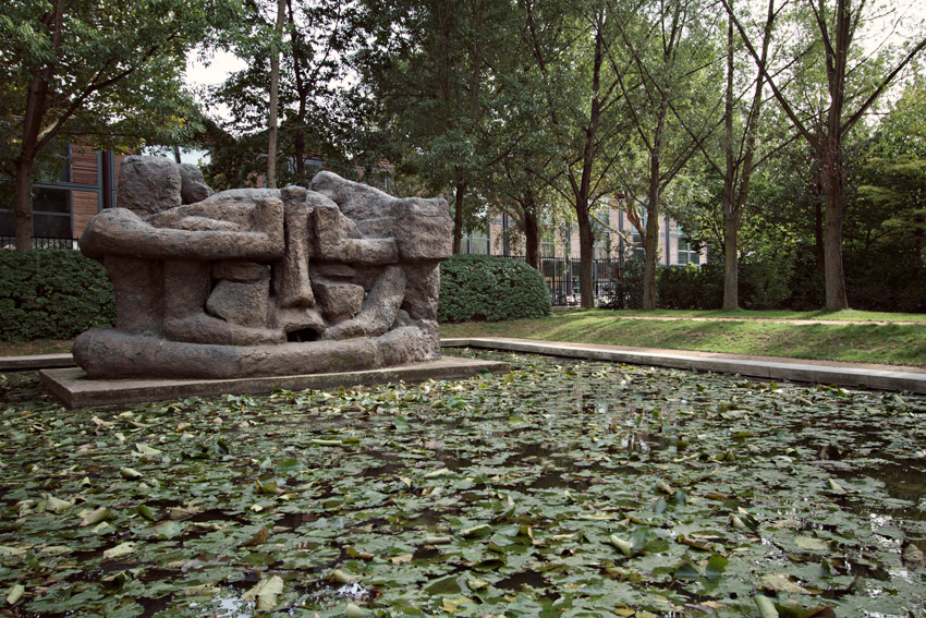 A weird pond sculpture, Paris