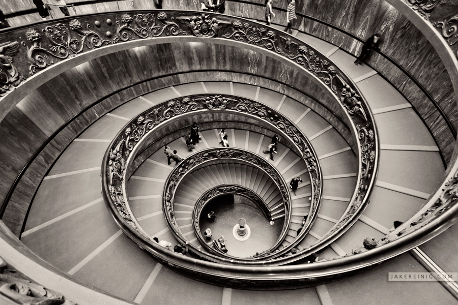 Spiral, double-helix stairs at the Vatican