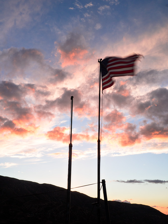 Flag at sunset