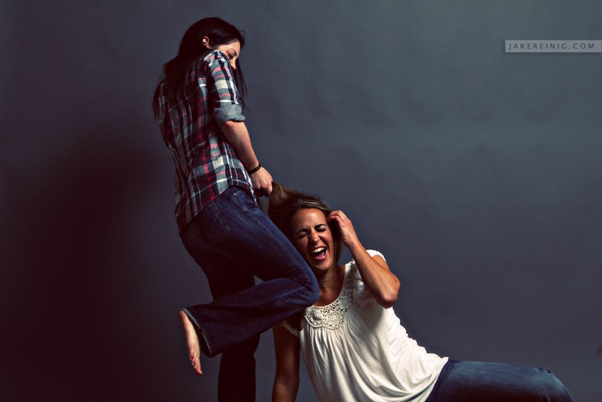 Laurie and Robin fight it out in my studio